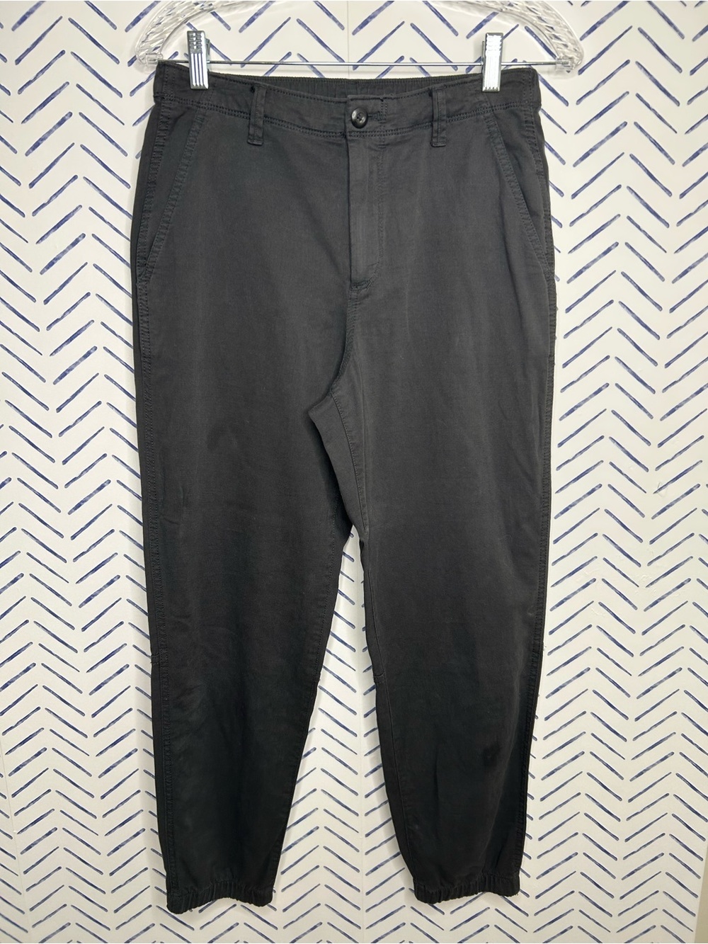 Gap Twill Jogger High Rise Pant Black Casual Relax Size 6
